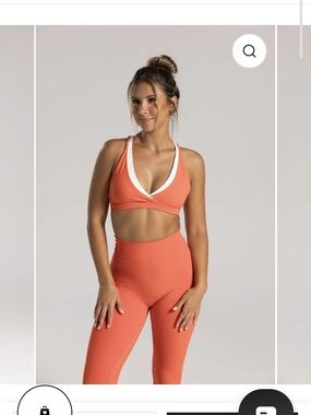 Ptula Pureluxe Orange V-Neck Sports Bra with White Trim